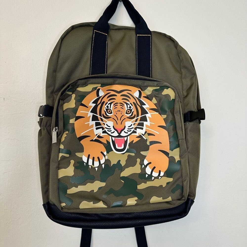 Nwt Caramel And Cie Rare French Tiger King Adjustable Straps Backpack Size Large